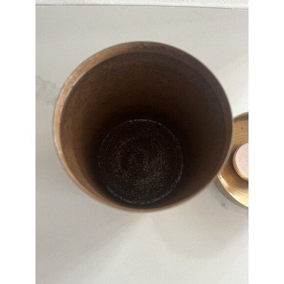 Vintage Brass Copper Humidor Aztec Clay Cigar Humidifier Container - Picture 6 of 6